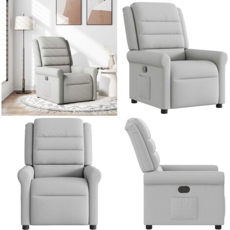 Sillón reclinable de tela gris nube - Asiento cómodo - Reposapiés ajustable