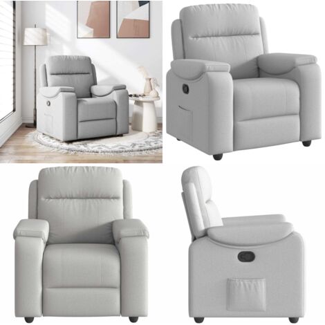 Sillón reclinable de tela gris nube - Asiento cómodo - Reposapiés ajustable