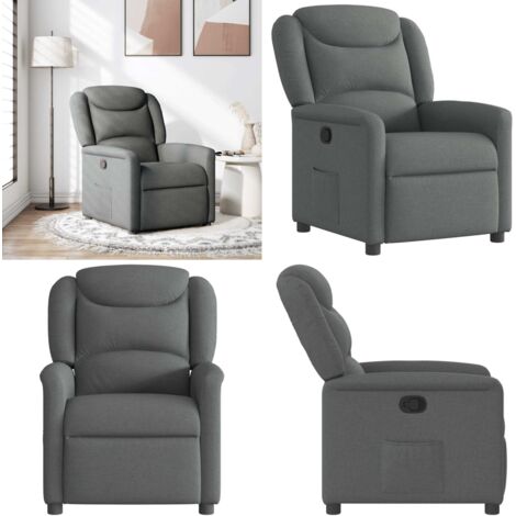 Sillón reclinable de tela gris oscuro - Asiento cómodo - Reposapiés