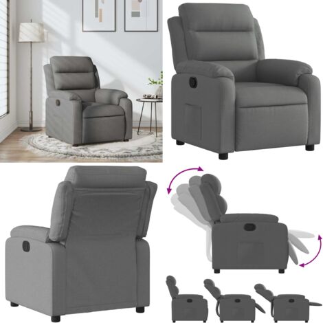 Sillón reclinable de tela gris oscuro - Asiento cómodo - Reposapiés