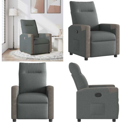 Sillón reclinable de tela gris oscuro - Asiento cómodo - Reposapiés