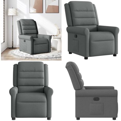 Sillón reclinable de tela gris oscuro - Asiento cómodo - Reposapiés