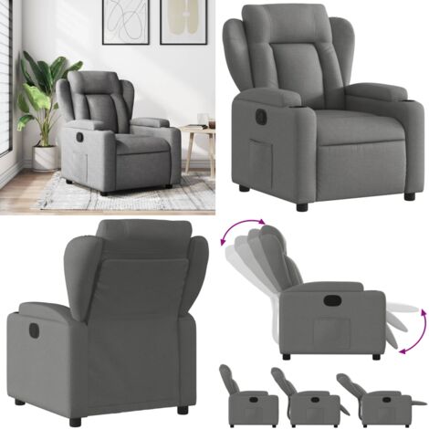 Sillón reclinable de tela gris oscuro - Asiento cómodo - Reposapiés ajustable