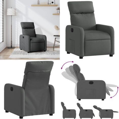 Sillón reclinable de tela gris oscuro - Asiento cómodo - Reposapiés ajustable