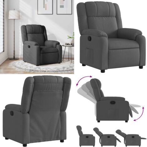 Sillón reclinable de tela gris oscuro - Asiento cómodo - Reposapiés ajustable
