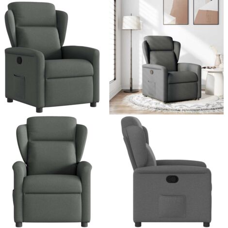 Sillón reclinable de tela gris oscuro - Asiento cómodo - Reposapiés ajustable