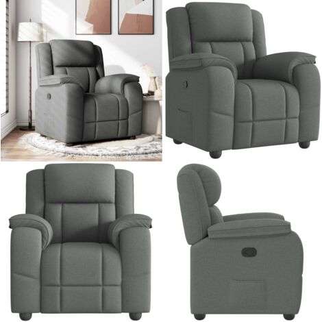 Sillón reclinable de tela gris oscuro - Asiento cómodo - Reposapiés ajustable