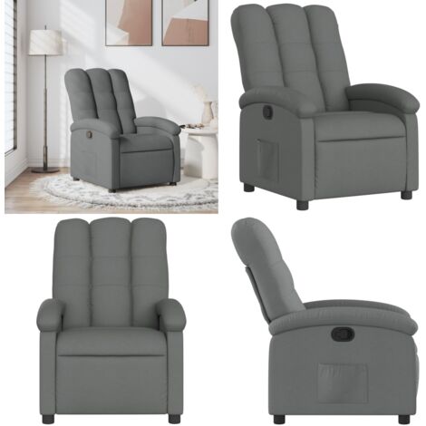 Sillón reclinable de tela gris oscuro - Asiento cómodo - Reposapiés ajustable