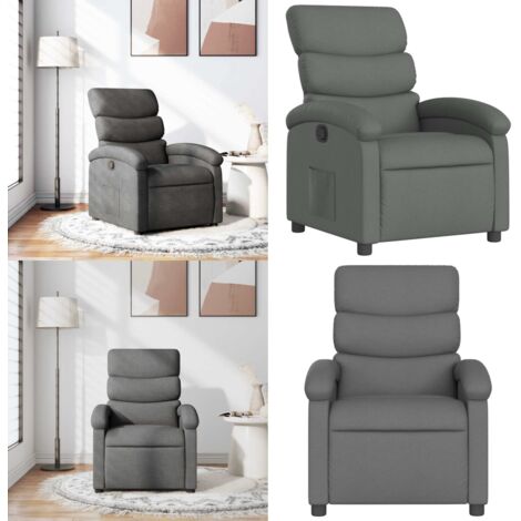 Sillón reclinable de tela gris oscuro - Asiento cómodo - Reposapiés ajustable