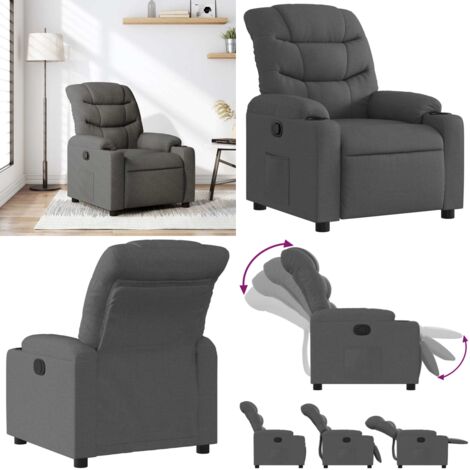 Sillón reclinable de tela gris oscuro - Asiento cómodo - Reposapiés ajustable