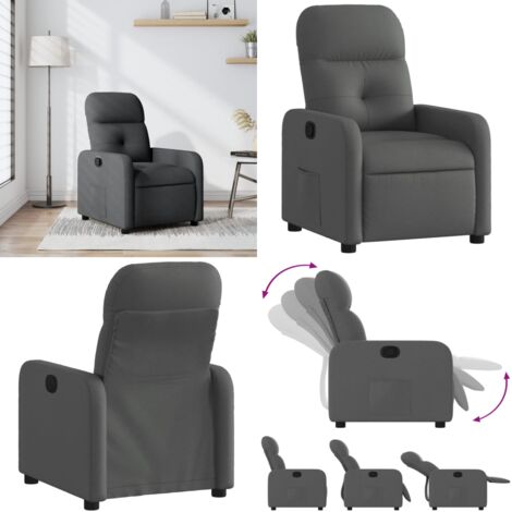 Sillón reclinable de tela gris oscuro - Asiento cómodo - Reposapiés ajustable