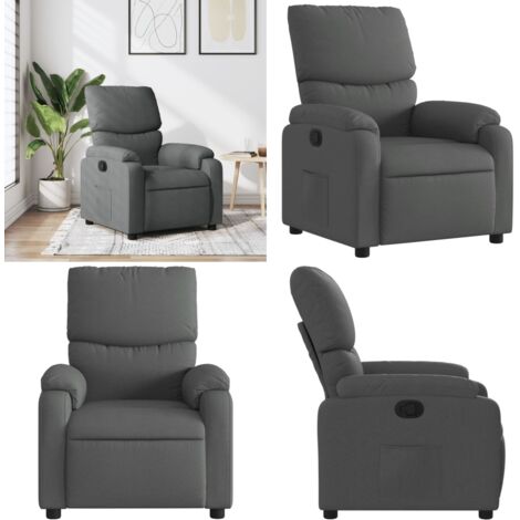 Sillón reclinable de tela gris oscuro - Asiento cómodo - Reposapiés ajustable