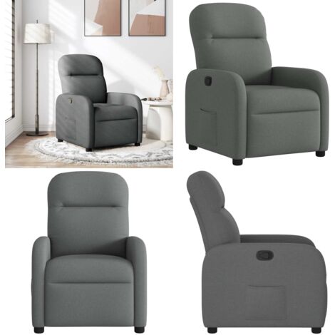 Sillón reclinable de tela gris oscuro - Asiento cómodo - Reposapiés ajustable