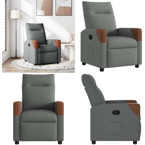Sillón reclinable de tela gris oscuro - Asiento cómodo - Reposapiés ajustable