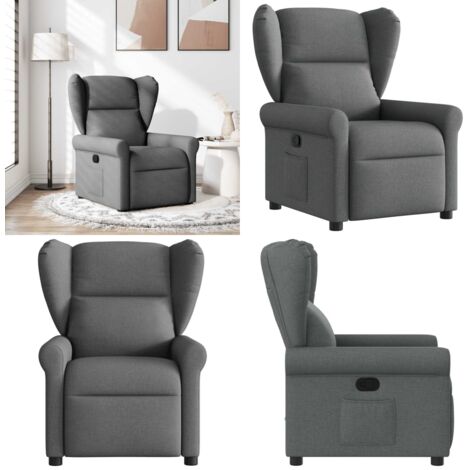 Sillón reclinable de tela gris oscuro - Asiento cómodo - Reposapiés ajustable