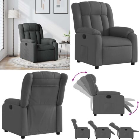 Sillón reclinable de tela gris oscuro - Asiento cómodo - Reposapiés ajustable