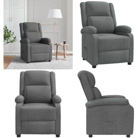 Sillón reclinable de tela gris oscuro - Asiento cómodo - Tela gris oscuro