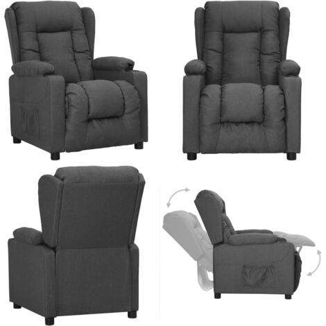 Sillón reclinable de tela gris oscuro - Asiento cómodo - Tela gris oscuro