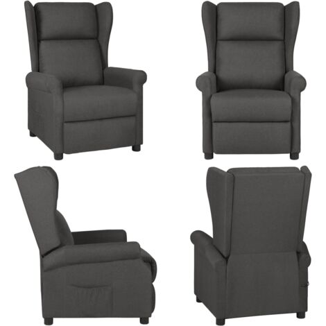 Sillón reclinable de tela gris oscuro - Asiento cómodo - Tela gris oscuro