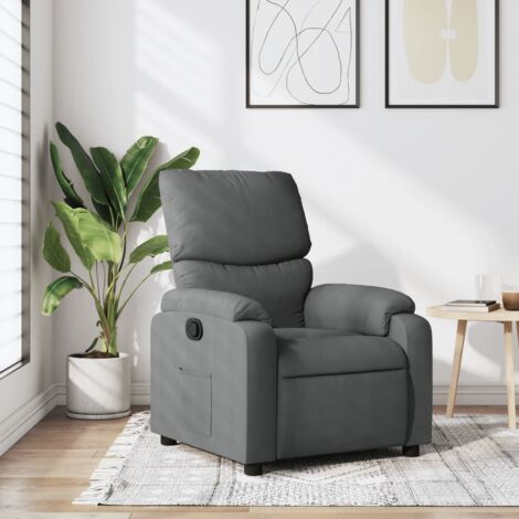 Sillón reclinable de tela gris oscuro vidaXL