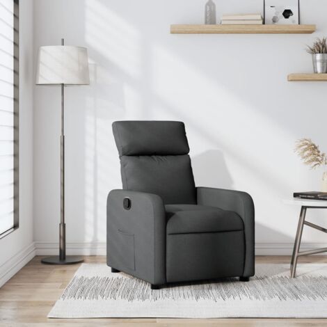 Sillón reclinable de tela gris oscuro vidaXL