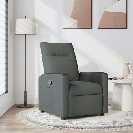 Sillón reclinable de tela gris oscuro vidaXL