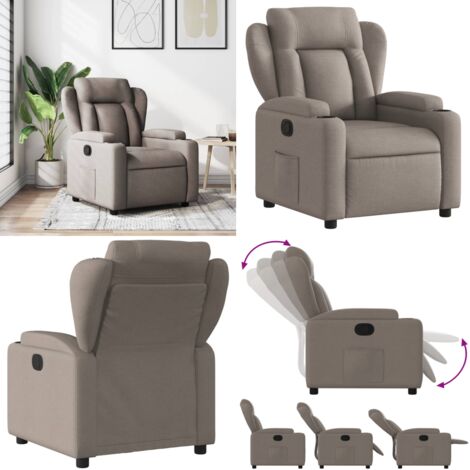 Sillón reclinable de tela gris taupe - Asiento cómodo - Reposapiés