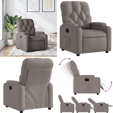 Sillón reclinable de tela gris taupe - Asiento cómodo - Reposapiés