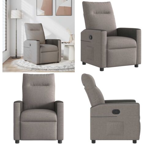Sillón reclinable de tela gris taupe - Asiento cómodo - Reposapiés