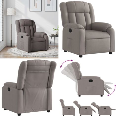 Sillón reclinable de tela gris taupe - Asiento cómodo - Reposapiés ajustable
