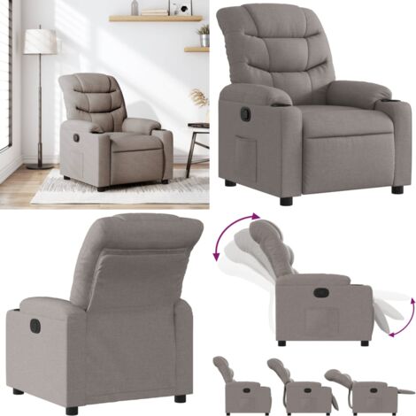 Sillón reclinable de tela gris taupe - Asiento cómodo - Reposapiés ajustable