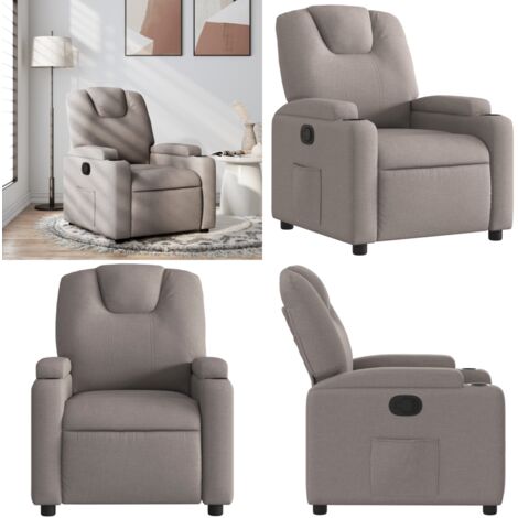 Sillón reclinable de tela gris taupe - Asiento cómodo - Reposapiés ajustable