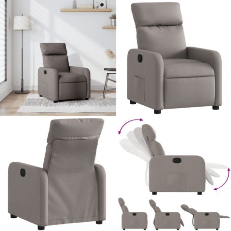 Sillón reclinable de tela gris taupe - Asiento cómodo - Reposapiés ajustable