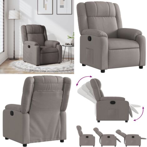 Sillón reclinable de tela gris taupe - Asiento cómodo - Reposapiés ajustable