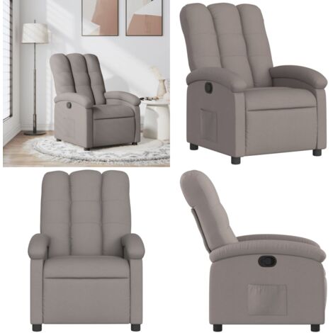 Sillón reclinable de tela gris taupe - Asiento cómodo - Reposapiés ajustable