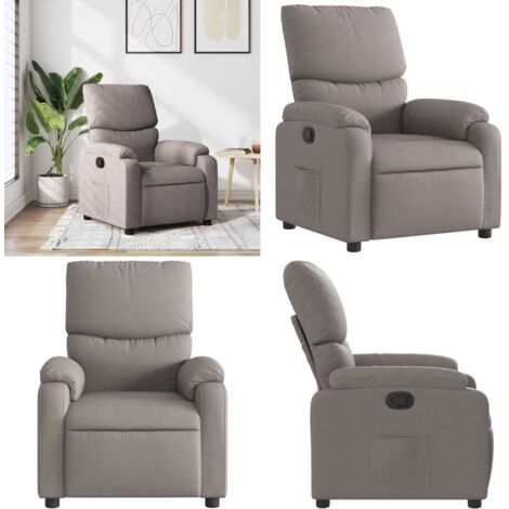 Sillón reclinable de tela gris taupe - Asiento cómodo - Reposapiés ajustable