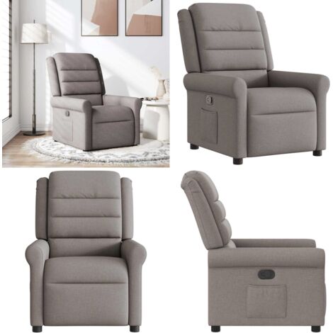 Sillón reclinable de tela gris taupe - Asiento cómodo - Reposapiés ajustable
