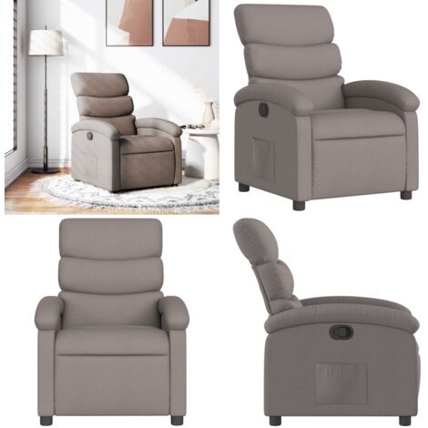 Sillón reclinable de tela gris taupe - Asiento cómodo - Reposapiés ajustable