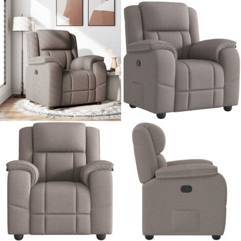 Sillón reclinable de tela gris taupe - Asiento cómodo - Reposapiés ajustable