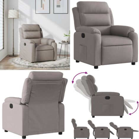 Sillón reclinable de tela gris taupe - Asiento cómodo - Reposapiés ajustable