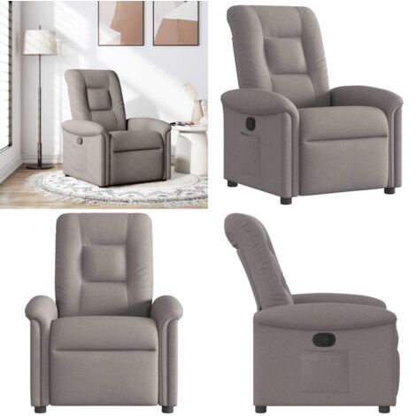 Sillón reclinable de tela gris taupe - Asiento cómodo - Reposapiés ajustable