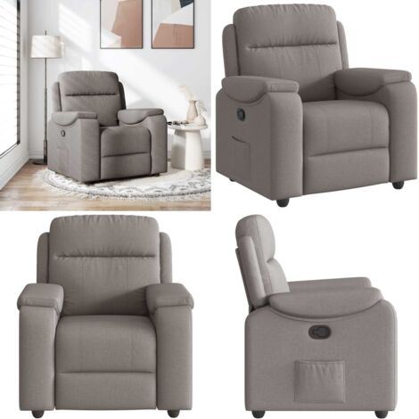 Sillón reclinable de tela gris taupe - Asiento cómodo - Reposapiés ajustable