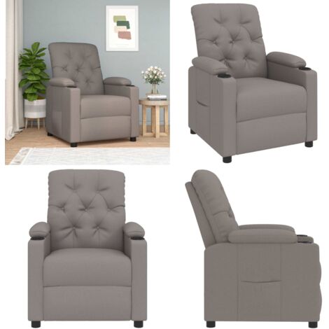 Sillón reclinable de tela gris taupe - Asiento cómodo - Tela gris