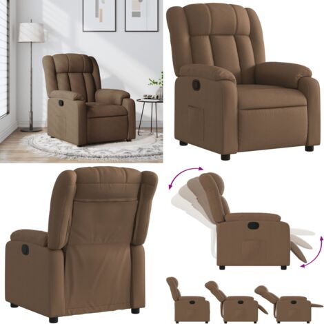 Sillón reclinable de tela marrón - Asiento cómodo - Reposapiés
