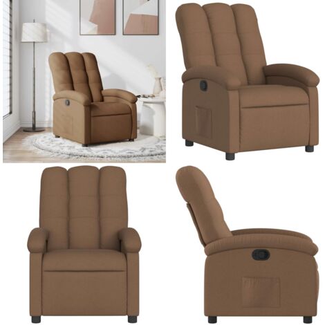 Sillón reclinable de tela marrón - Asiento cómodo - Reposapiés