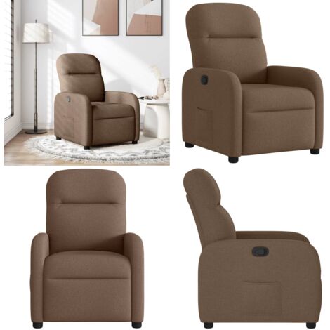 Sillón reclinable de tela marrón - Asiento cómodo - Reposapiés