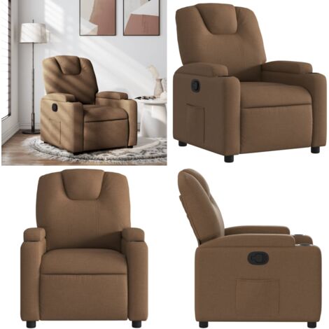 Sillón reclinable de tela marrón - Asiento cómodo - Reposapiés
