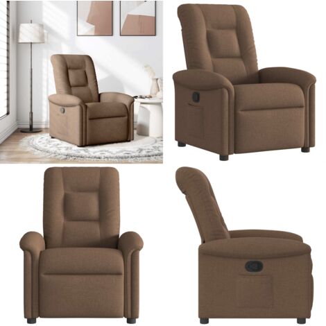 Sillón reclinable de tela marrón - Asiento cómodo - Reposapiés