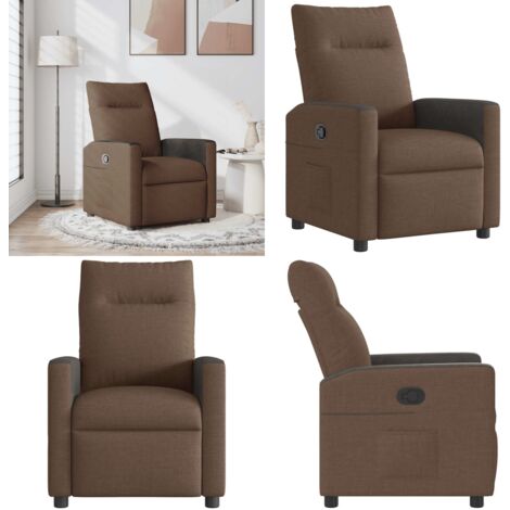 Sillón reclinable de tela marrón - Asiento cómodo - Reposapiés