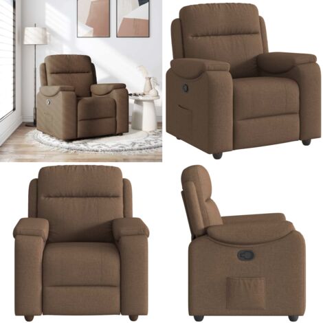 Sillón reclinable de tela marrón - Asiento cómodo - Reposapiés